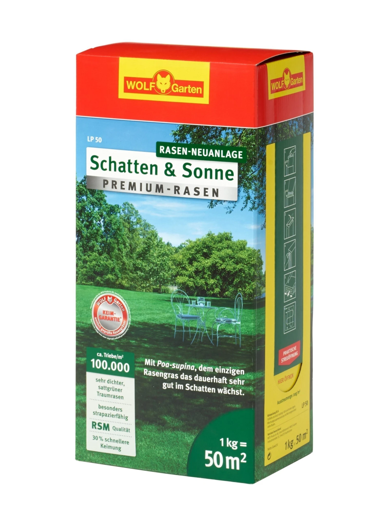 Wolf-Garten Wolf Garten Premium-Rasen Saatgut Schatten & Sonne LP50 Für 50m²
