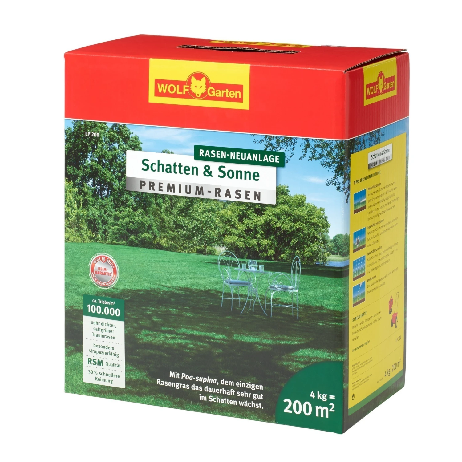 Wolf-Garten Wolf Garten Premium-Rasen Saatgut Schatten & Sonne LP200 Für 200m²