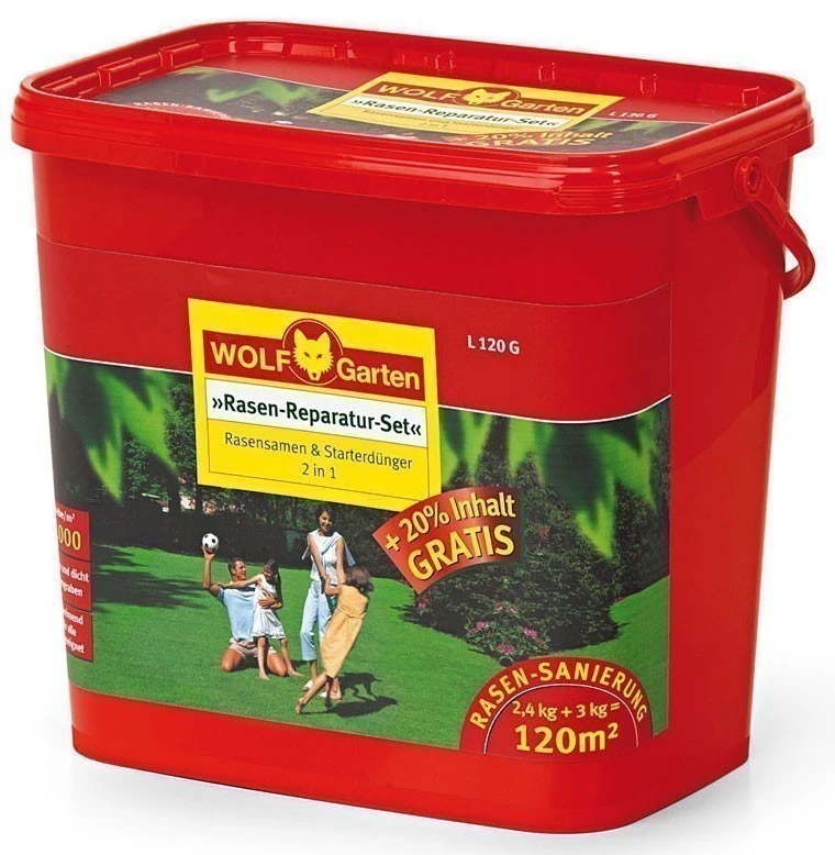 Wolf-Garten Wolf Garten Rasen Reparatur-Set Saatgut + Dünger L 120 G Für 120 M²