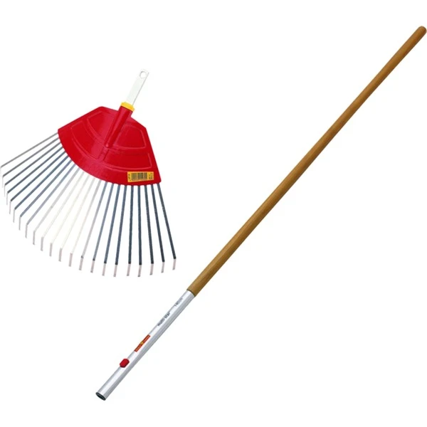 WOLF-Garten Fächerbesen UF-M + Eschenholz-Stiel ZM 140 Set, Multi-star, Rechen (rot/holz, UF-M/ZM 140 (P787))